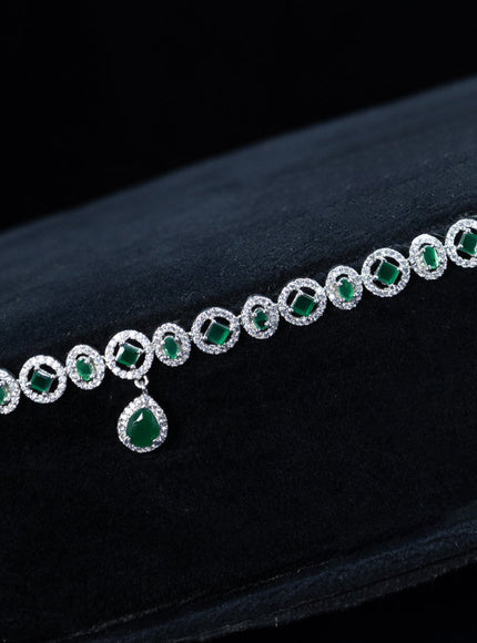 Zircon hip chain with emerald & cz stones and hanging