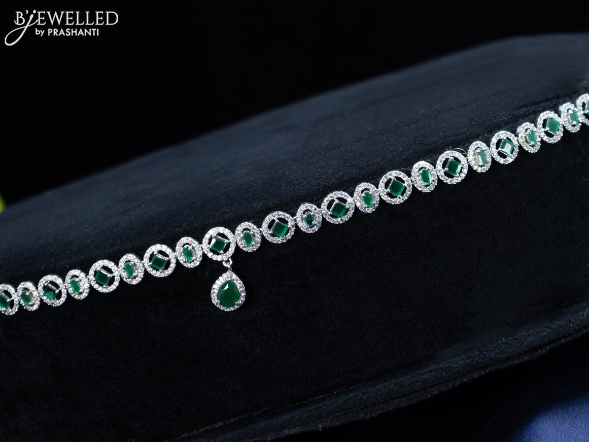 Zircon hip chain with emerald & cz stones and hanging