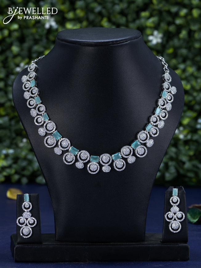 Zircon necklace with mint green and cz stones