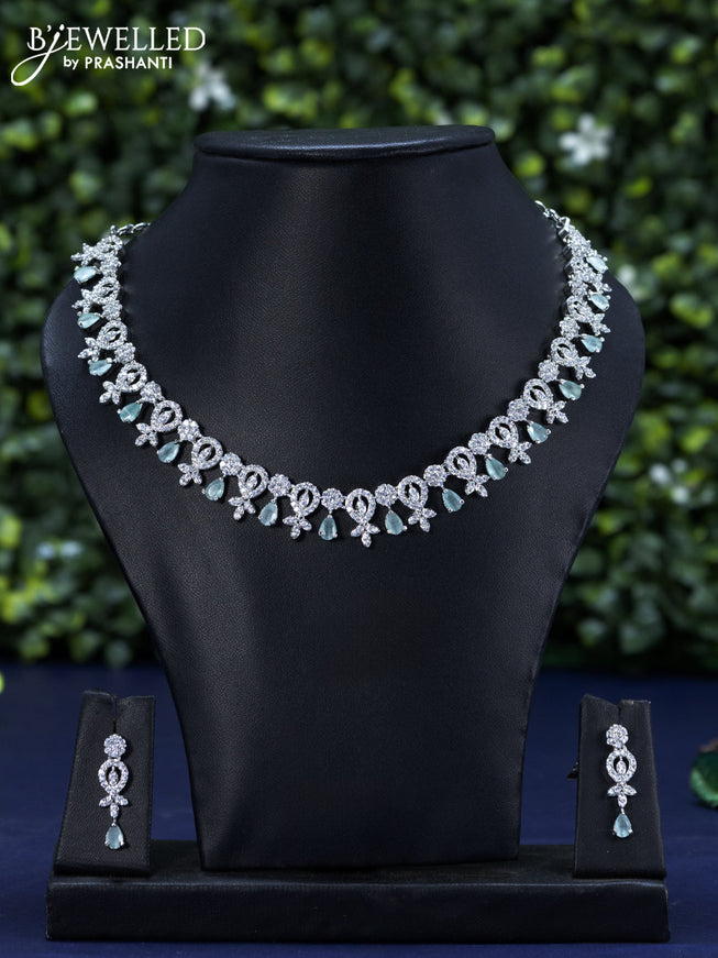 Zircon necklace with mint green and cz stones