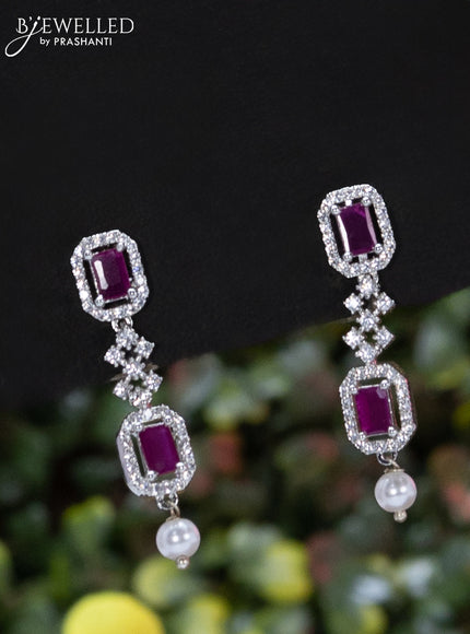 Zircon Haaram with ruby & cz stones and pearl hanging