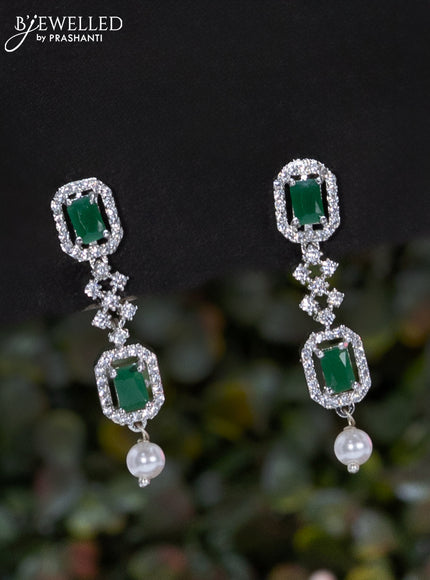 Zircon Haaram with emerald & cz stones and pearl hanging