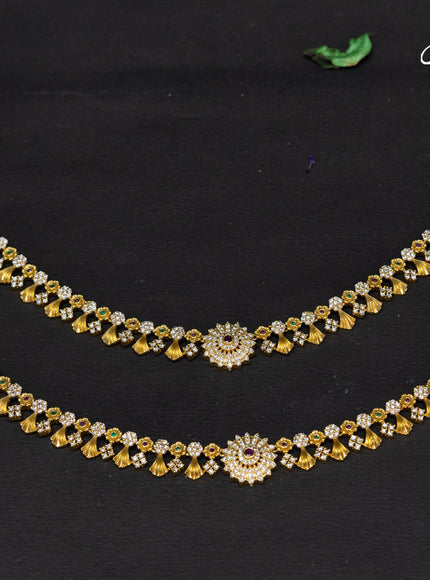 Antique anklet floral design with kemp and cz stones