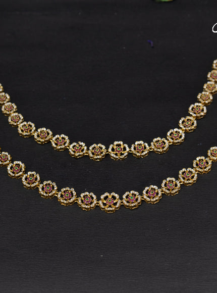 Antique anklet floral design with kemp and cz stones