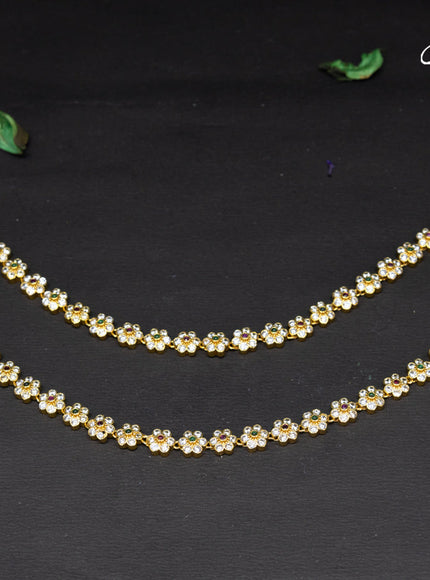 Antique anklet floral design with kemp and cz stones