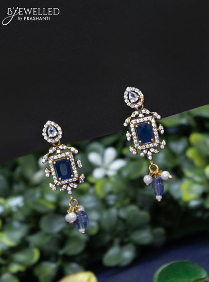 Mangalsutra double layer with sapphire & cz stones and beads hangings