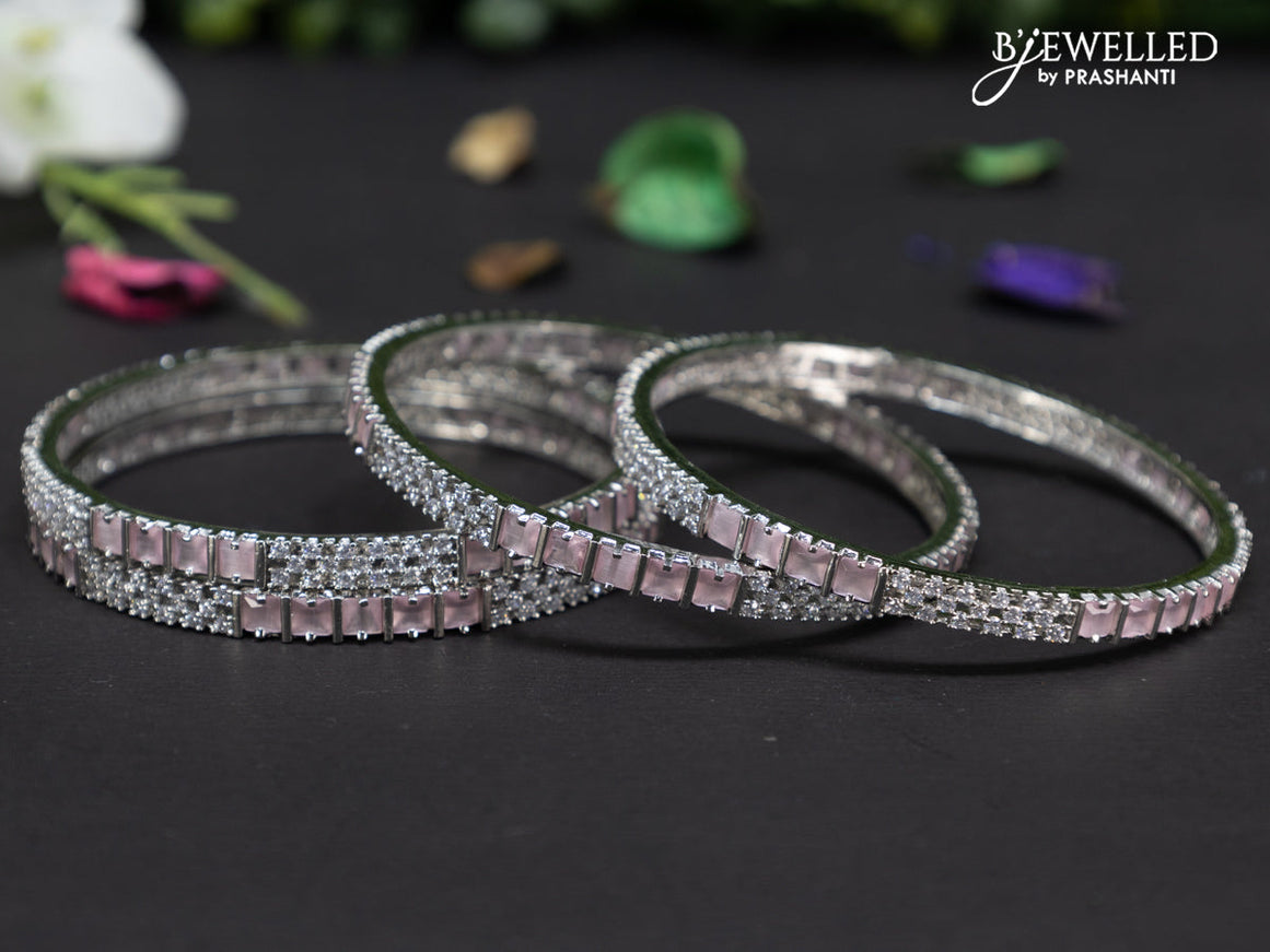 Zircon bangles with baby pink and cz stones