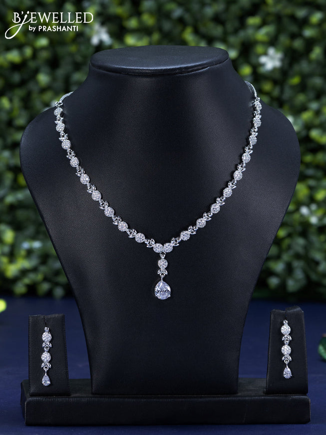 Zircon simple necklace with cz stones and hangings