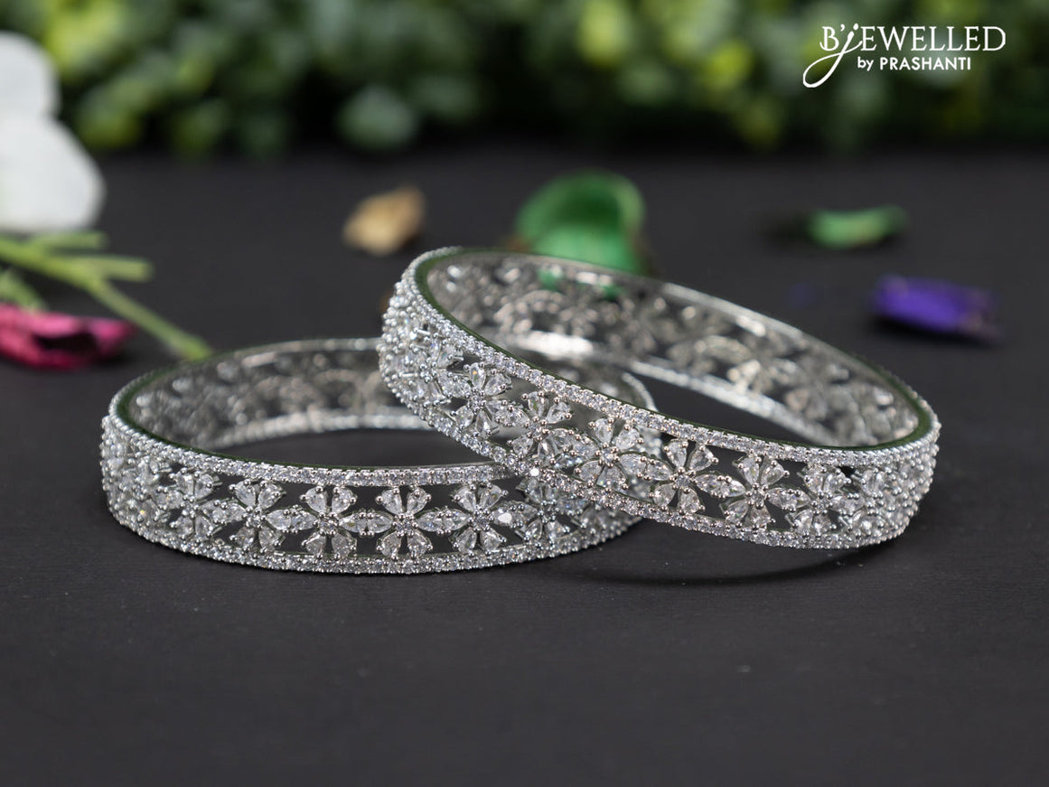 Zircon bangles floral design with cz stones