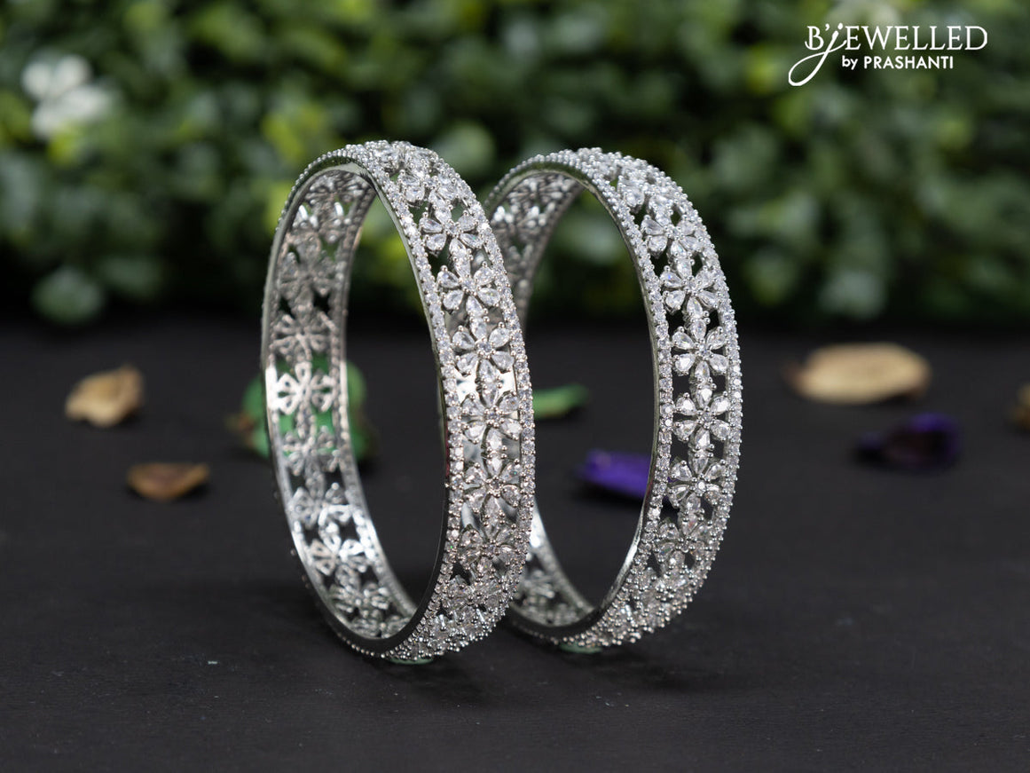 Zircon bangles floral design with cz stones