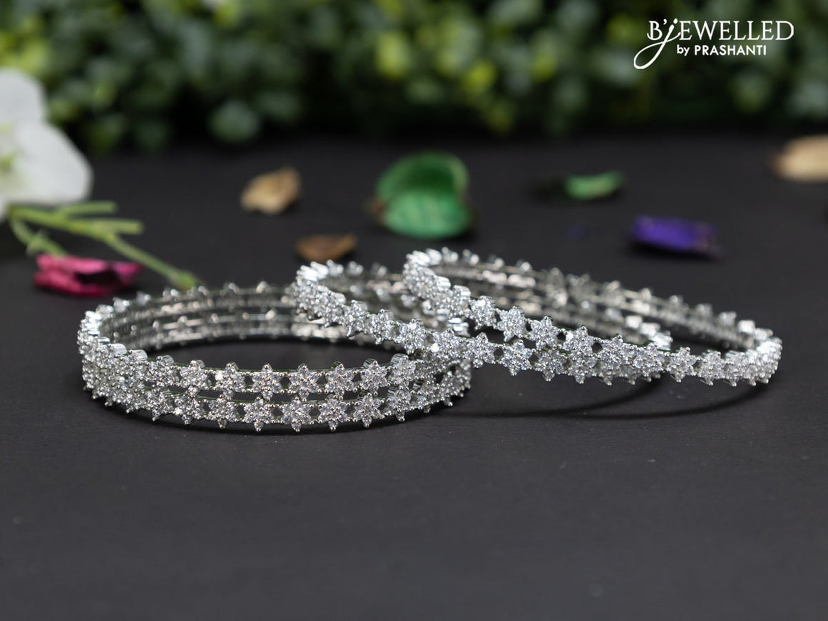 Zircon bangles floral design with cz stones