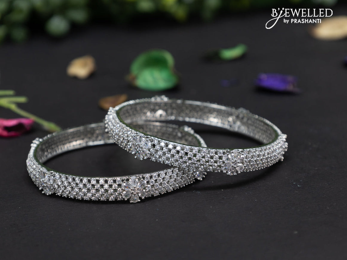 Zircon bangles floral design with cz stones