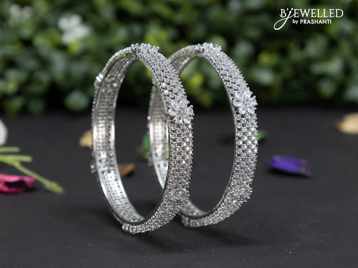 Zircon bangles floral design with cz stones