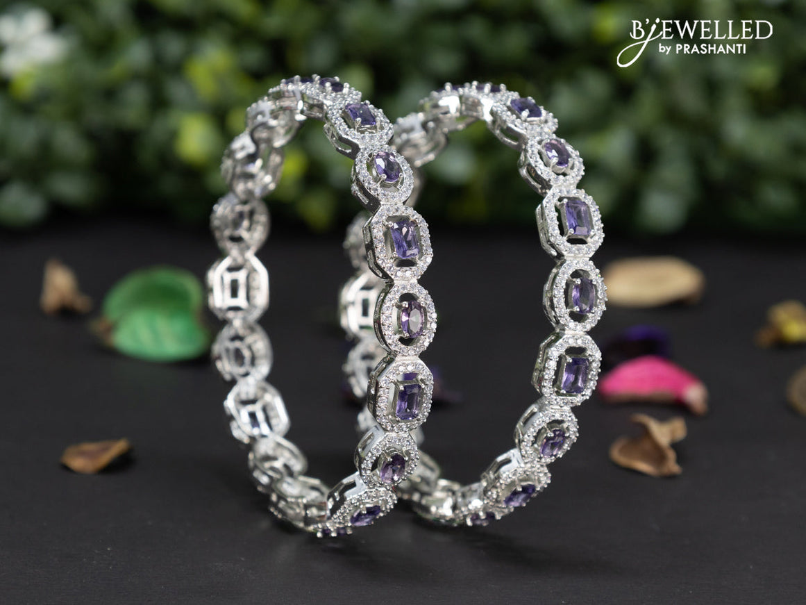 Zircon bangles with violet and cz stones