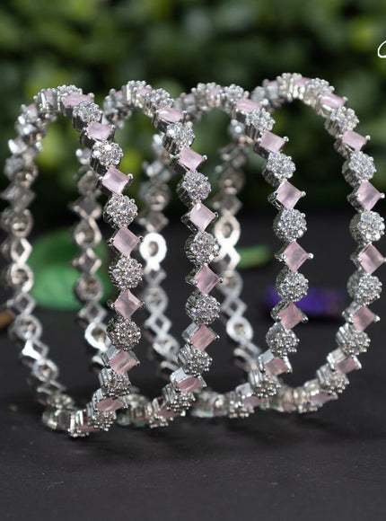 Zircon bangles with baby pink and cz stones