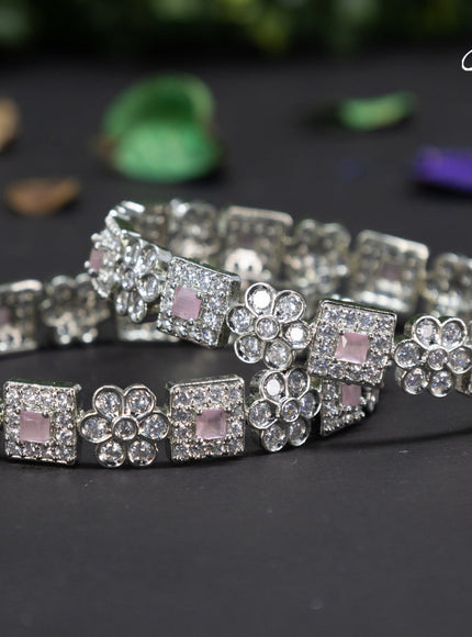 Zircon bangles with baby pink and cz stones