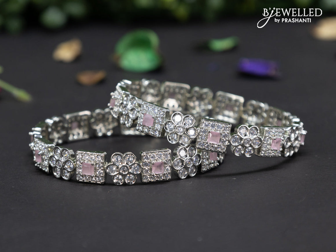 Zircon bangles with baby pink and cz stones