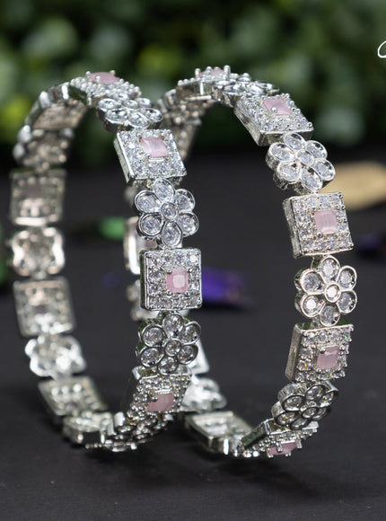 Zircon bangles with baby pink and cz stones