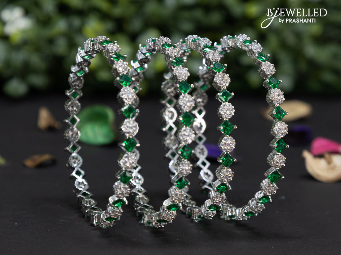 Zircon bangles with emerald and cz stones