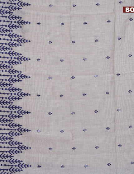 Munga cotton saree beige and blue with allover thread woven buttas and thread woven border