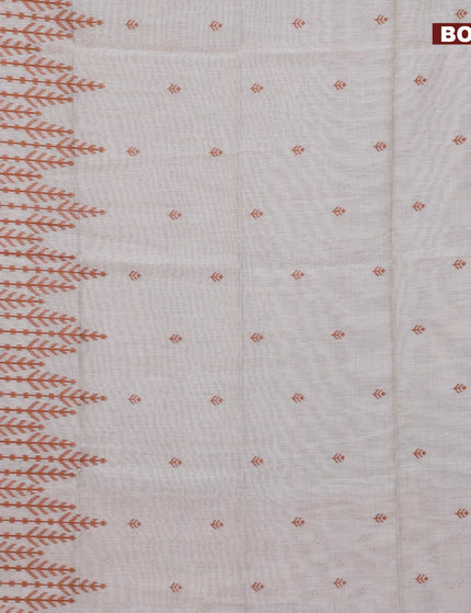 Munga cotton saree beige and rust shade with allover thread woven buttas and thread woven border