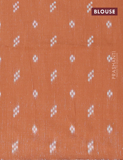 Munga cotton saree beige and rust shade with allover thread woven buttas and thread woven border