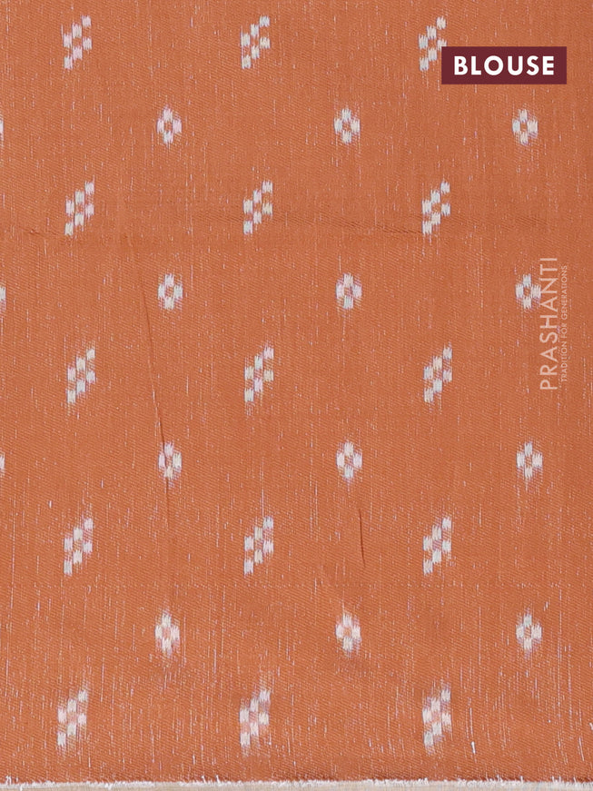 Munga cotton saree beige and rust shade with allover thread woven buttas and thread woven border