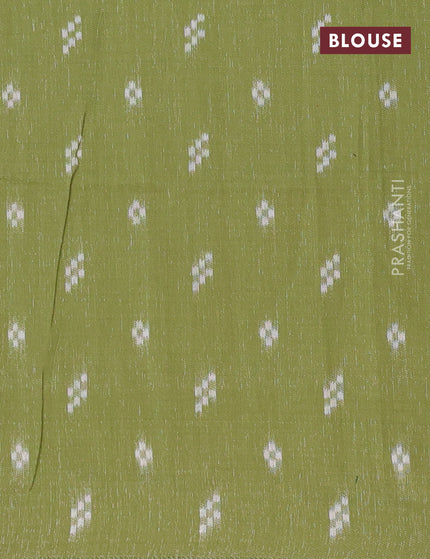 Munga cotton saree beige and light green with allover thread woven buttas and thread woven border