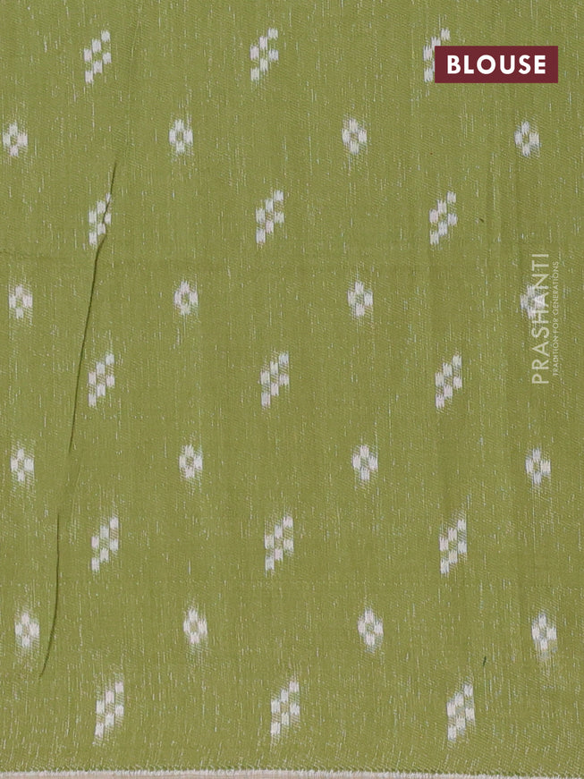 Munga cotton saree beige and light green with allover thread woven buttas and thread woven border