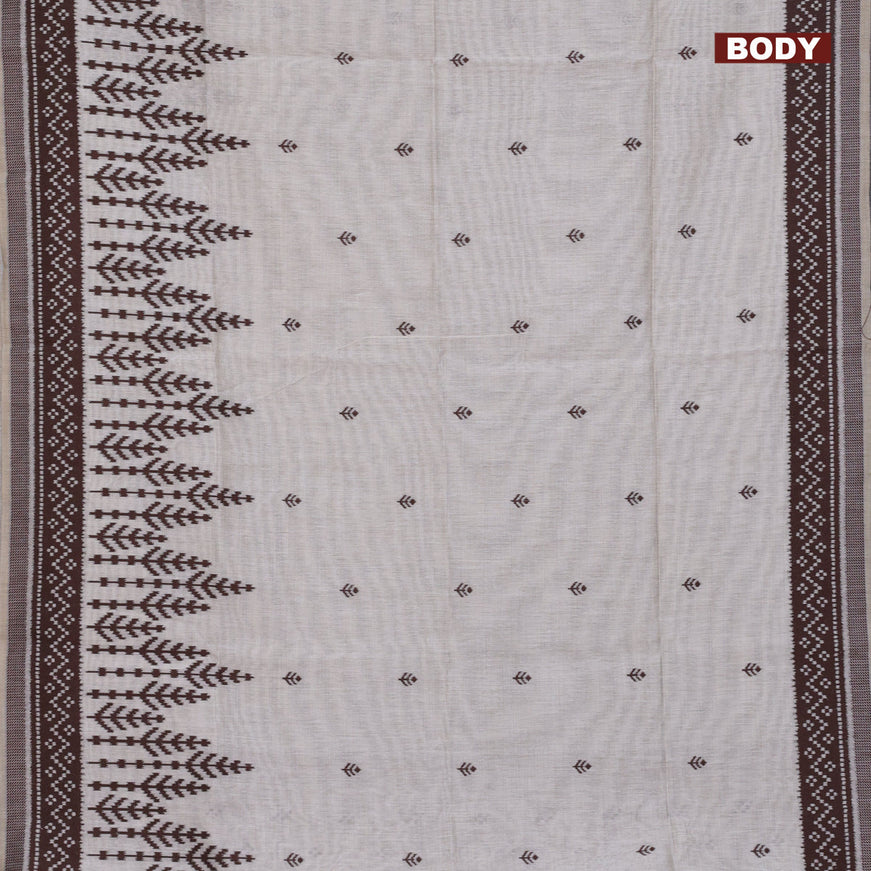 Munga cotton saree beige and brown with allover thread woven buttas and thread woven border