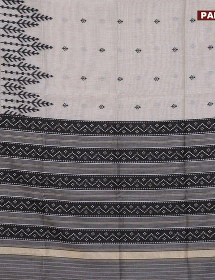 Munga cotton saree beige and black with allover thread woven buttas and thread woven border