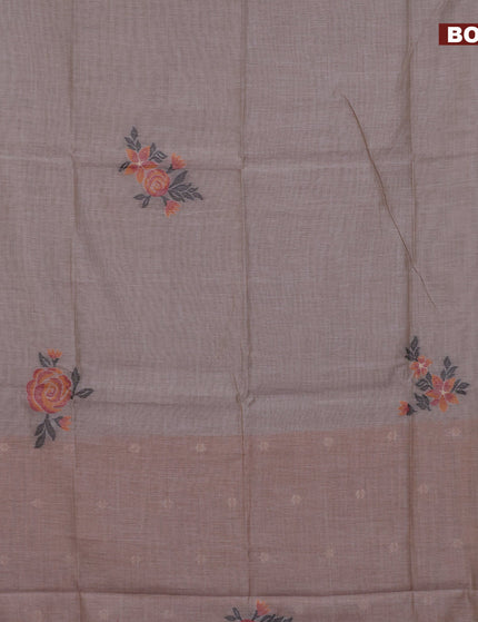 Munga cotton saree grey shade and mustard shade with allover thread woven floral weaves in borderless style