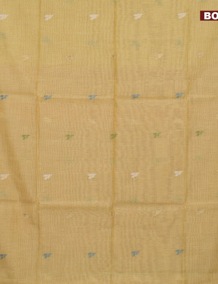 Munga cotton saree yellow and peach pink with zari woven buttas and zari woven border