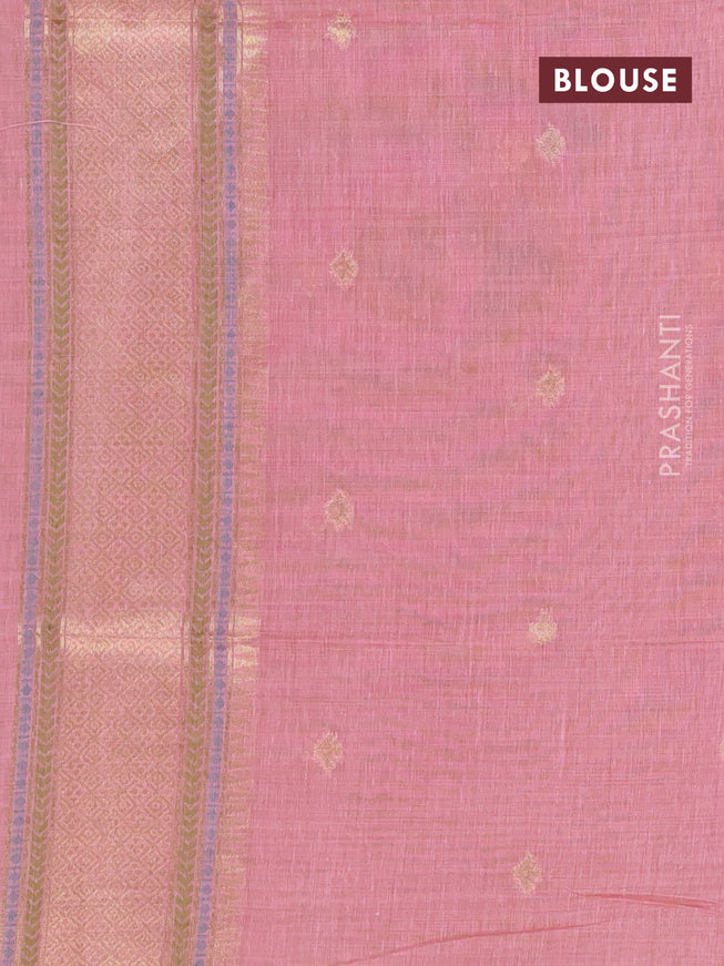 Munga cotton saree yellow and peach pink with zari woven buttas and zari woven border