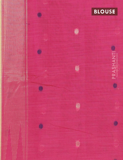 Munga cotton saree yellow and pink with thread woven buttas in borderless style