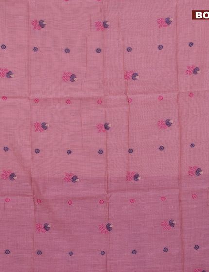 Munga cotton saree light pink and pink with thread woven buttas in borderless style