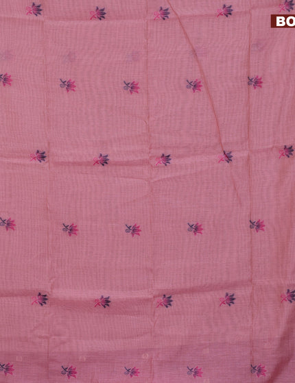 Munga cotton saree pink shade and pink with thread woven buttas in borderless style