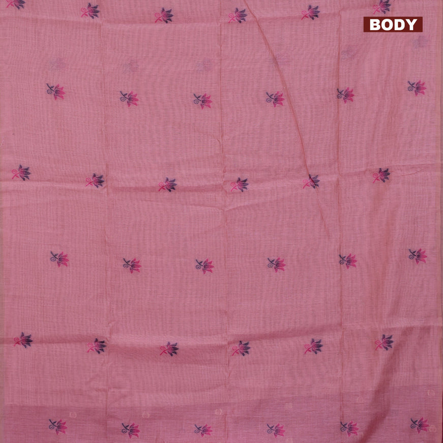 Munga cotton saree pink shade and pink with thread woven buttas in borderless style