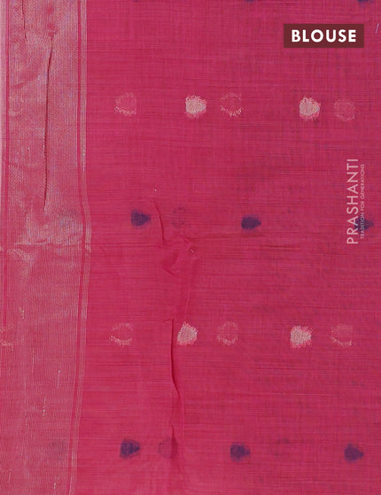 Munga cotton saree pink shade and pink with thread woven buttas in borderless style