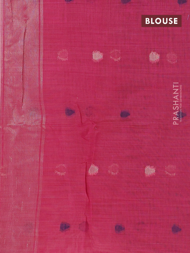 Munga cotton saree pink shade and pink with thread woven buttas in borderless style