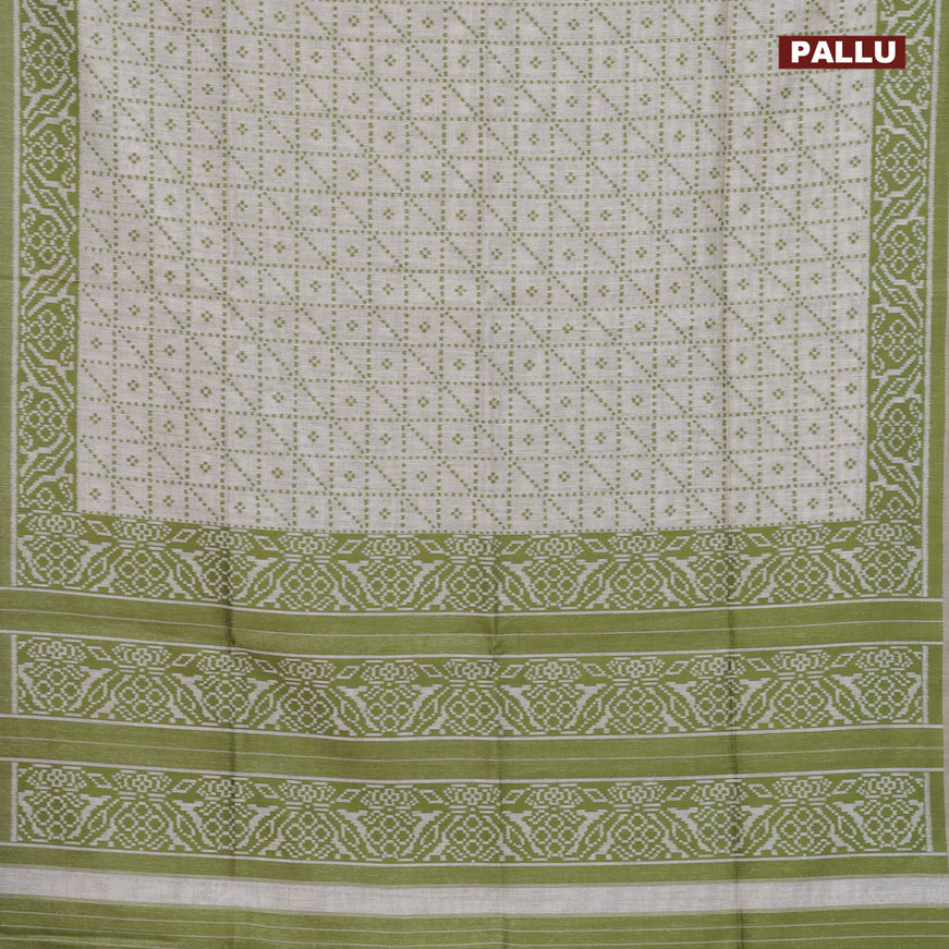 Munga cotton saree beige and light green with allover thread weaves and thread woven border