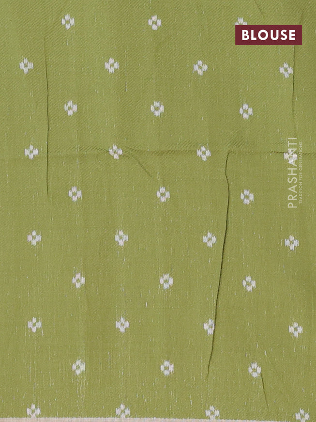 Munga cotton saree beige and light green with allover thread weaves and thread woven border