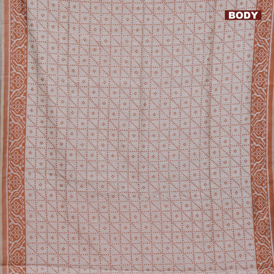 Munga cotton saree beige and rust shade with allover thread weaves and thread woven border