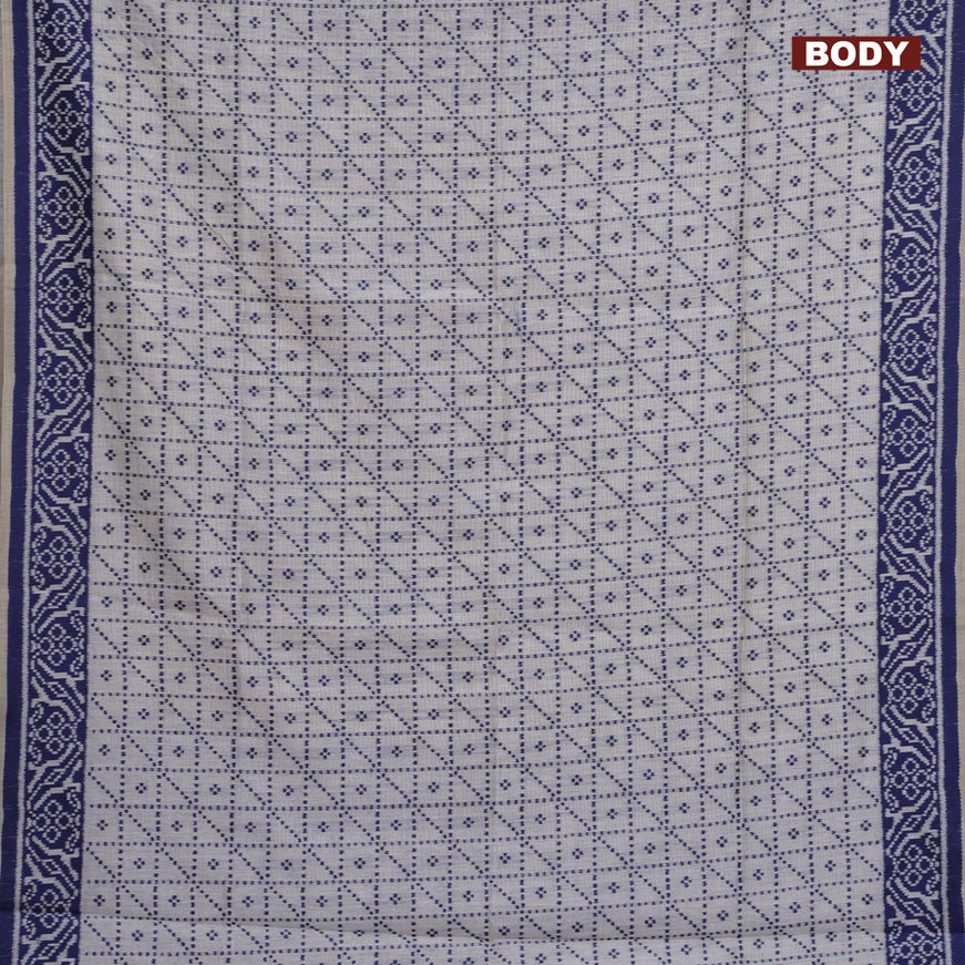 Munga cotton saree beige and blue with allover thread weaves and thread woven border