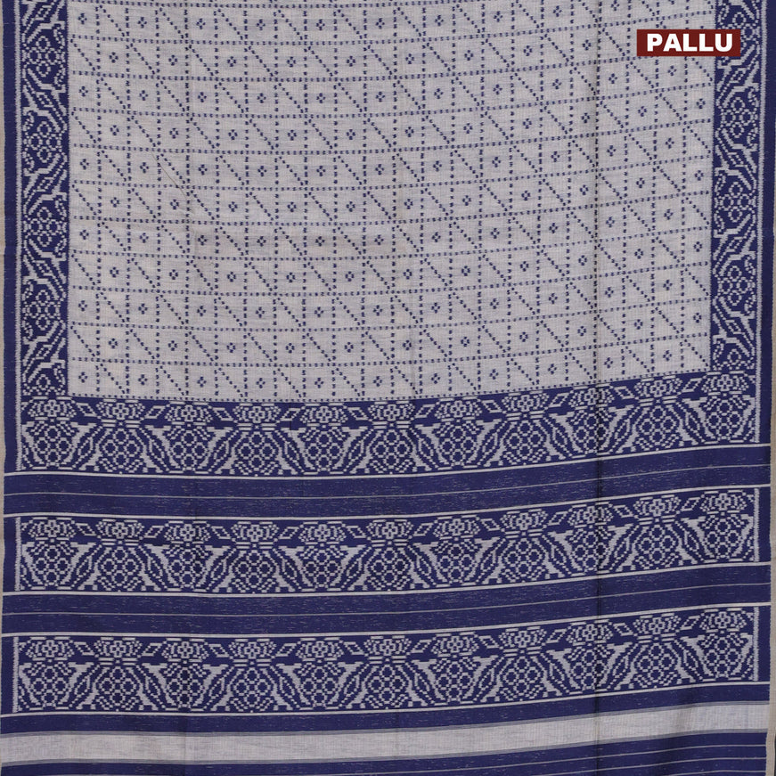 Munga cotton saree beige and blue with allover thread weaves and thread woven border