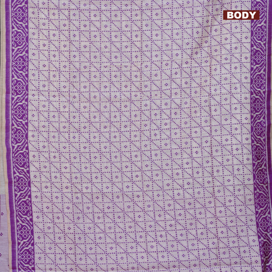 Munga cotton saree beige and purple with allover thread weaves and thread woven border