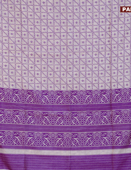 Munga cotton saree beige and purple with allover thread weaves and thread woven border