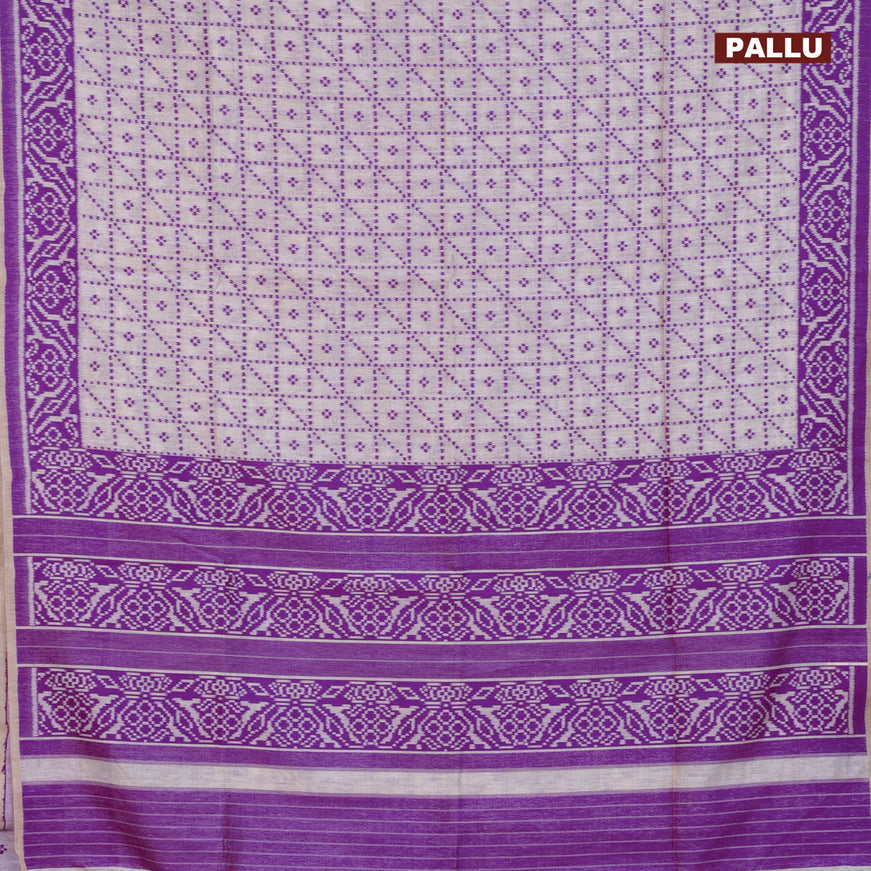 Munga cotton saree beige and purple with allover thread weaves and thread woven border