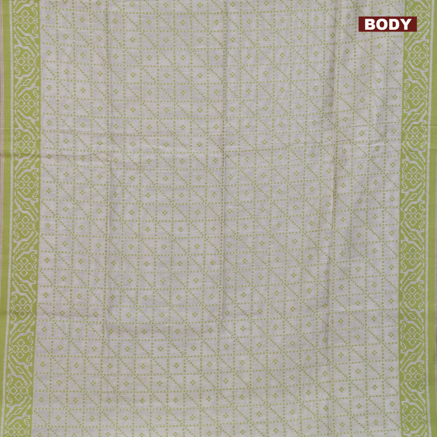 Munga cotton saree beige and light green with allover thread weaves and thread woven border