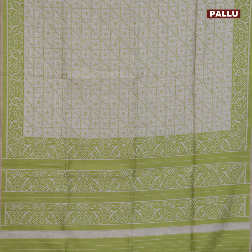 Munga cotton saree beige and light green with allover thread weaves and thread woven border